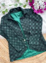 Shining Check Green Party Wear Plain Jacket